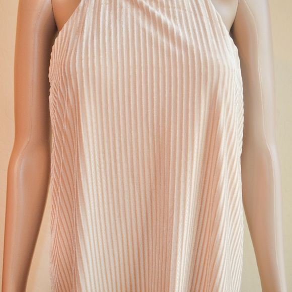 VERY J Bia Beige Stripe Velvet Strappy Swing Dress NWT - Picture 3 of 8